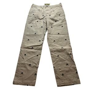 11-77 RALPH LAUREN Rugby VTG Men's Pants Skulls Khaki Size 28x30